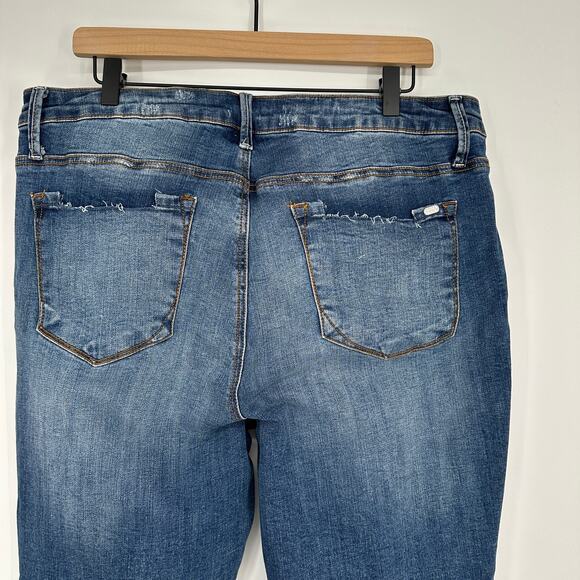 High Rise Frayed Raw Hem Ankle Distressed Skinny Jeans Blue Stretch Plus Size 3X - Picture 11 of 13